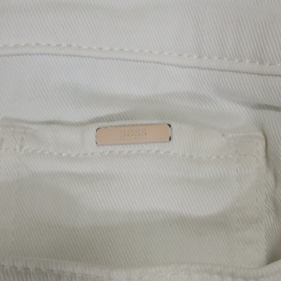 Boss Hugo Boss Men 32x30 White Stretch Cashmere-Touch Slim‎ Fit Candiani Jeans - Picture 8 of 16